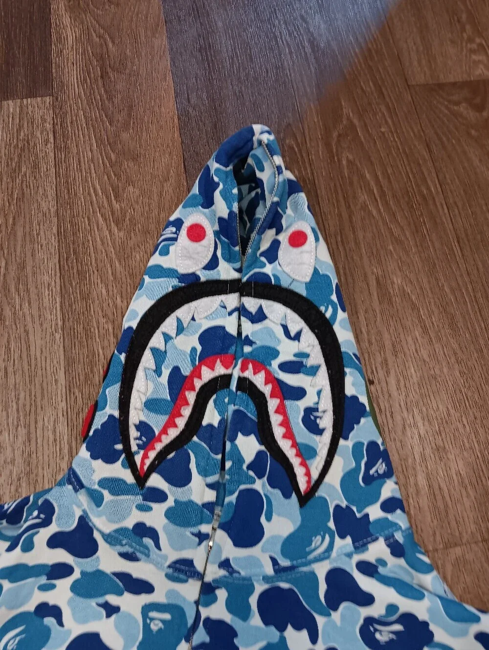 BAPE ABC Camo Shark WGM Full Zip Hoodie Blue | A Bathing Ape Sz L